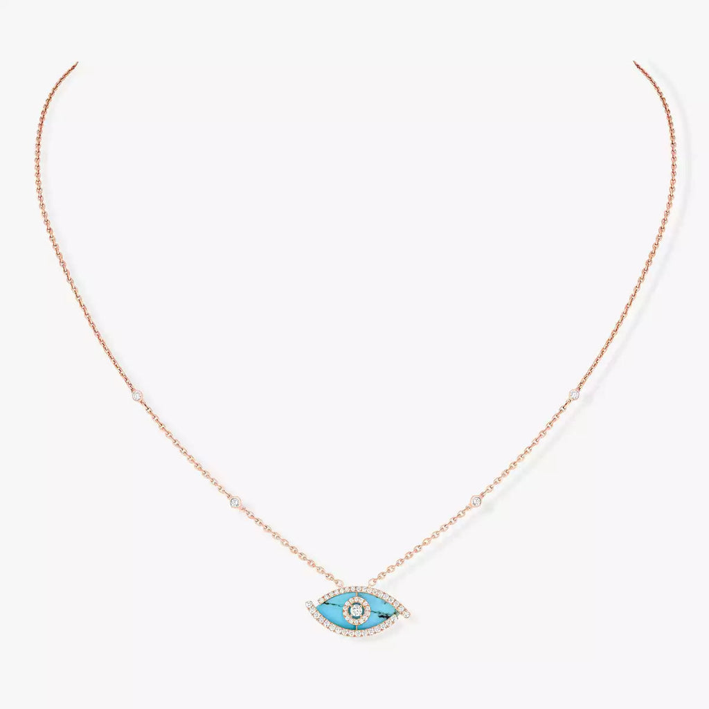 [Imperial] Lucky Eye Diamond Necklace in Rose Gold and Turquoise