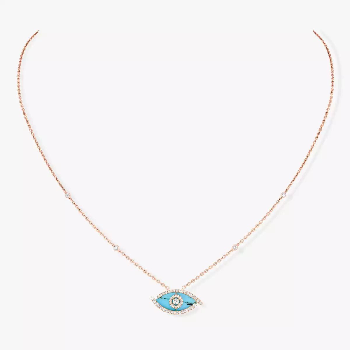 [Imperial] Lucky Eye Diamond Necklace in Rose Gold and Turquoise