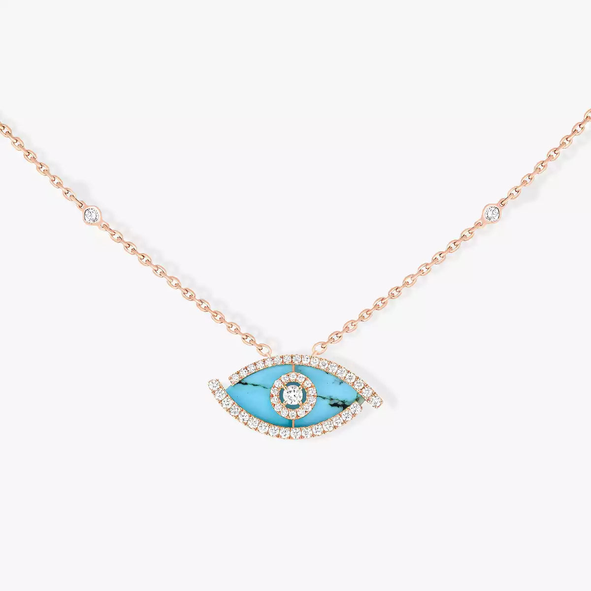 [Imperial] Lucky Eye Diamond Necklace in Rose Gold and Turquoise