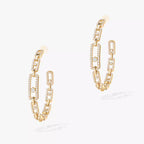 [[Imperial] Move Link Diamond Hoop Earrings