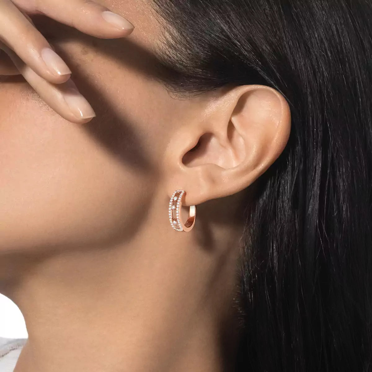 [Imperial] Diamond Pave_ Hoop Earrings Move