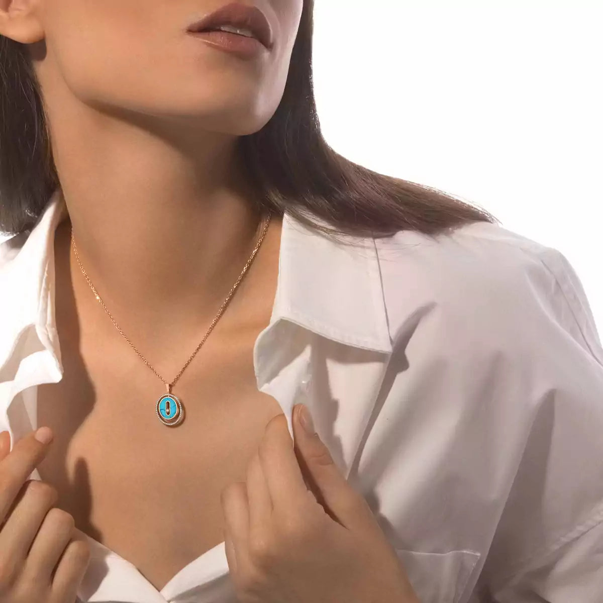 [Imperial] Lucky Move Diamond Necklace in Rose Gold and White Mother-of-Pearl