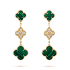 [Imperial] CLOVER EARRINGS GOLD MALACHITE DIAMOND 3 MOTIF