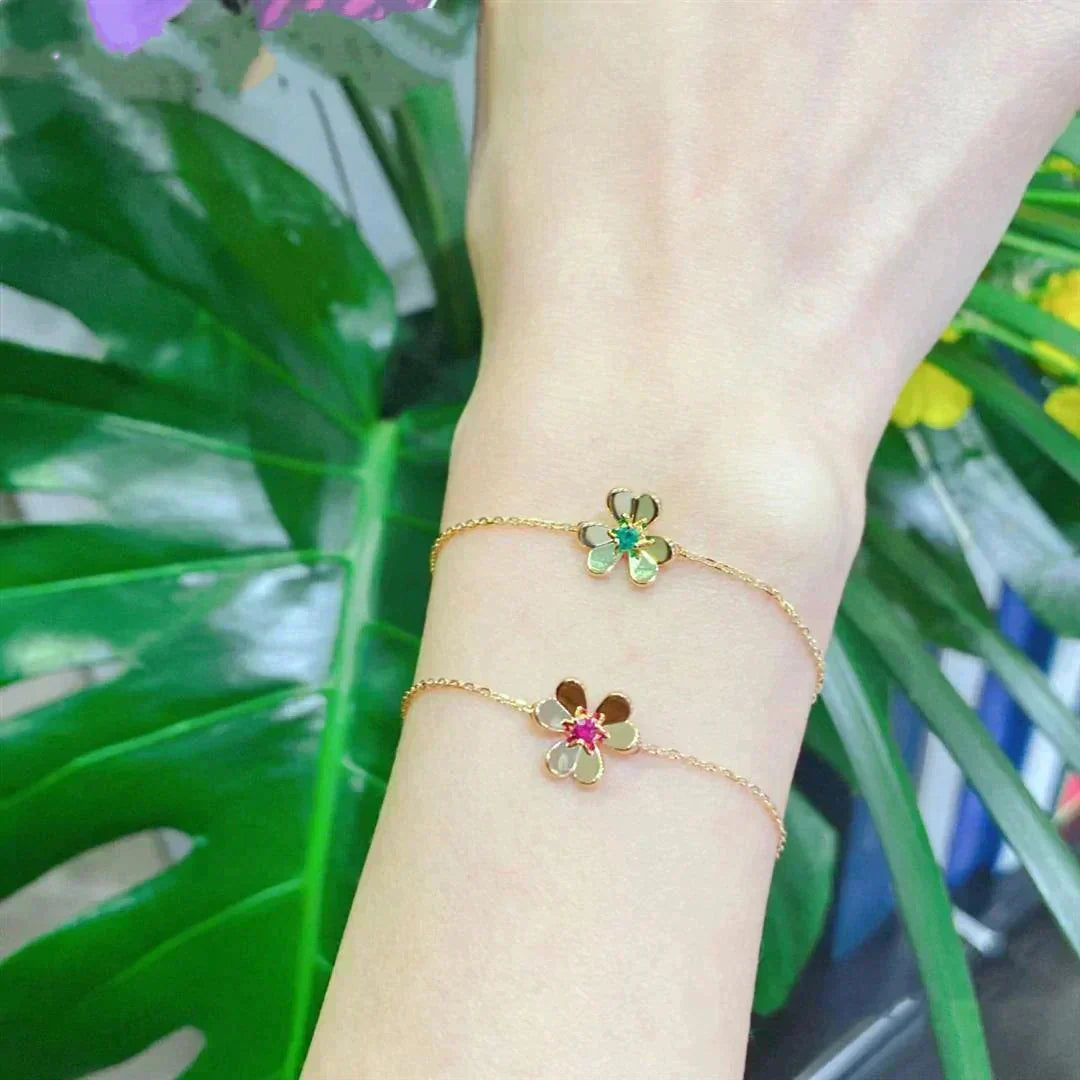 [Imperial] FRIVOLE GOLD FLOWER PINK MALACHITE BRACELET