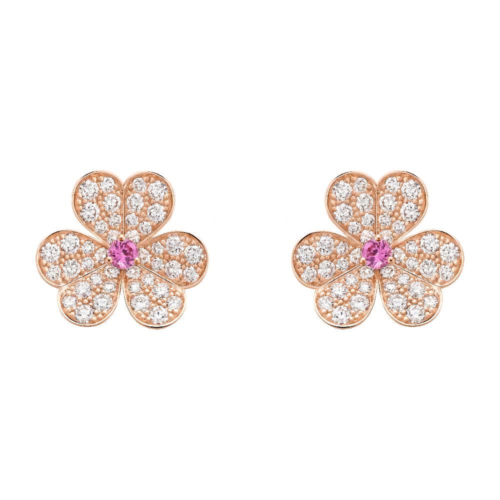 [Imperial] FRIVOLE PINK GOLD FLOWER DIAMOND EARRINGS