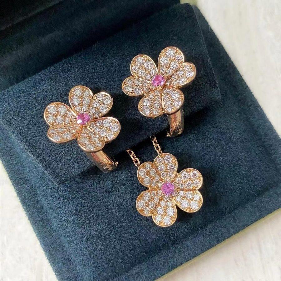 [Imperial] FRIVOLE PINK GOLD FLOWER DIAMOND EARRINGS
