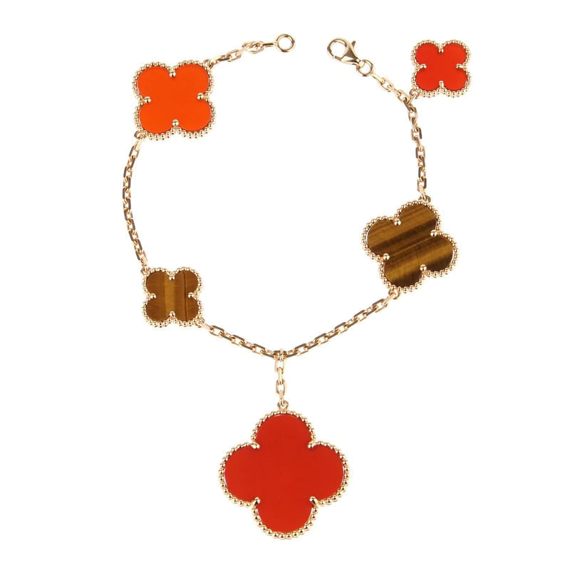 [Imperial] CLOVER BRACELET 5 MOTIFS CARNELIAN TIGER EYE