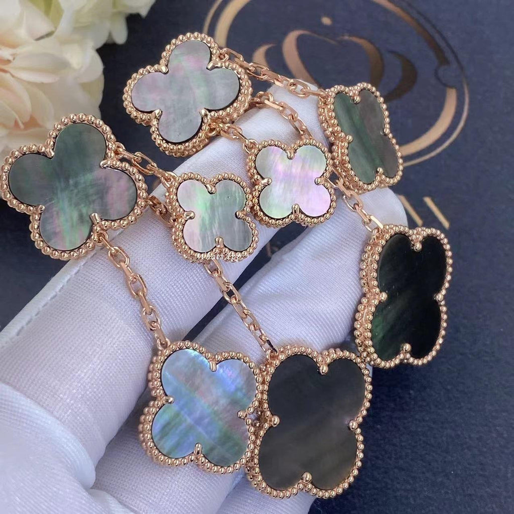 [Imperial] CLOVER EARRINGS DARK MOP 4 MOTIFS ROSE GOLD