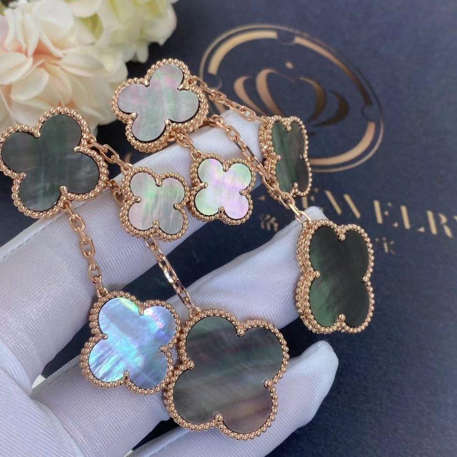 [Imperial] CLOVER EARRINGS DARK MOP 4 MOTIFS ROSE GOLD