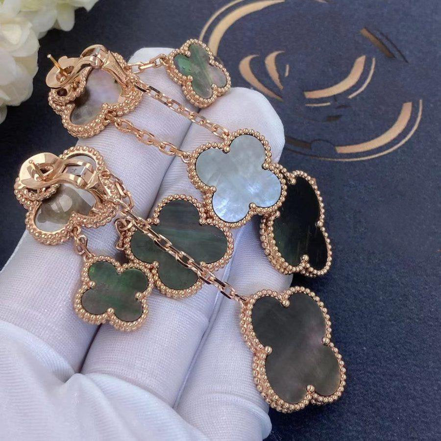 [Imperial] CLOVER EARRINGS DARK MOP 4 MOTIFS ROSE GOLD