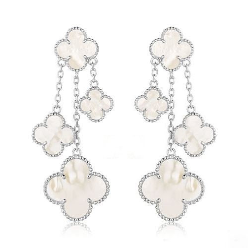 [Imperial] CLOVER EARRINGS WHITE MOP 4 MOTIFS SILVER