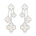 [Imperial] CLOVER EARRINGS WHITE MOP 4 MOTIFS SILVER