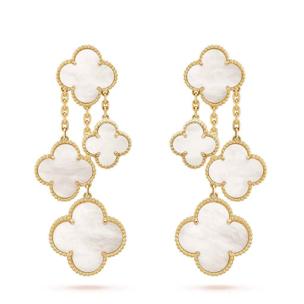 [Imperial] CLOVER EARRINGS WHITE MOP 4 MOTIFS GOLD