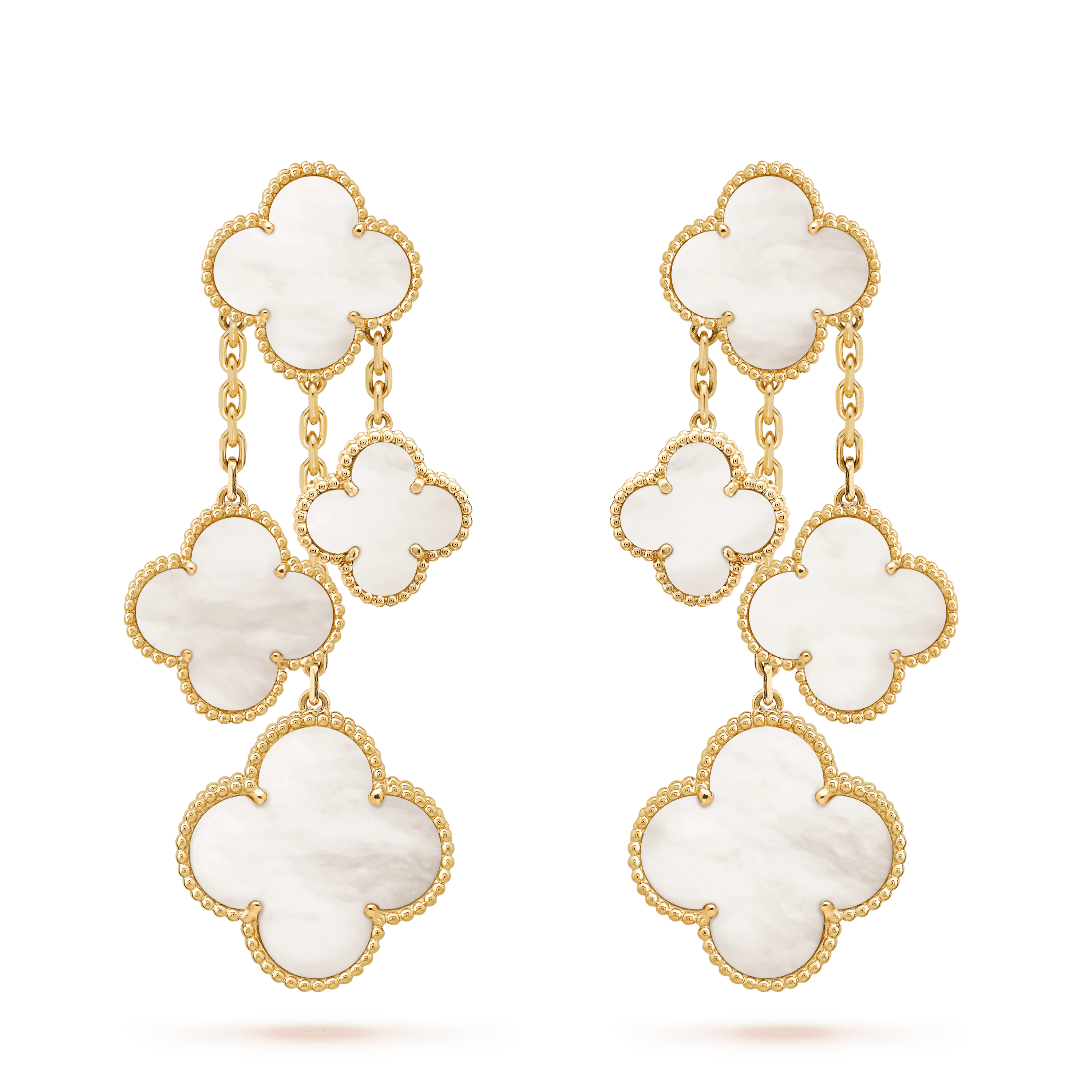 [Imperial] CLOVER EARRINGS WHITE MOP 4 MOTIFS GOLD