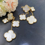 [Imperial] CLOVER EARRINGS WHITE MOP 4 MOTIFS GOLD