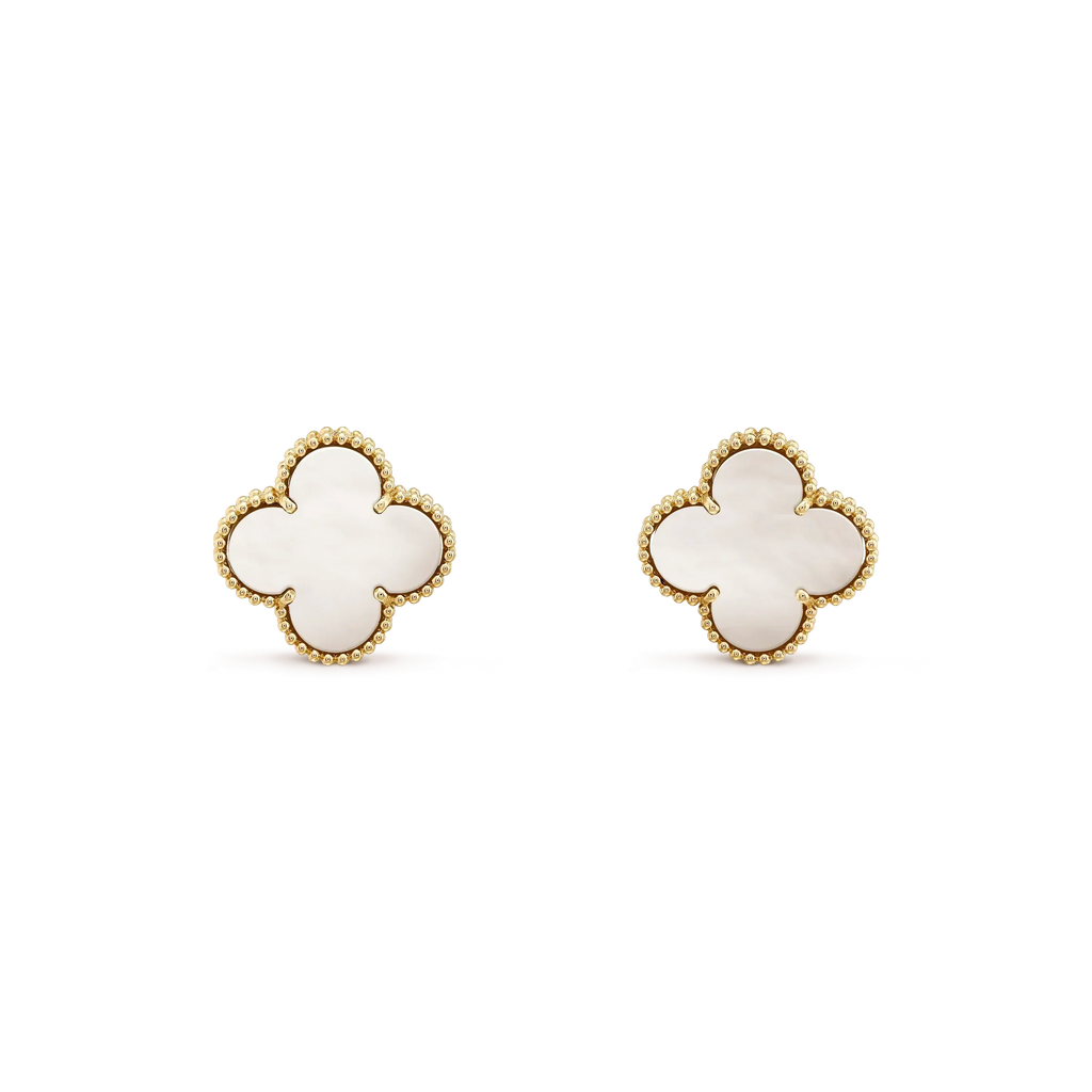[Imperial] CLOVER MEDIUM 1 MOTIFS  WHITE MOP STUD EARRINGS