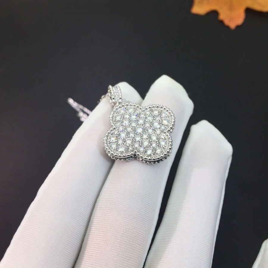 [Imperial] CLOVER 25MM SILVER FULL DIAMOND BIG CLOVER NECKLACE