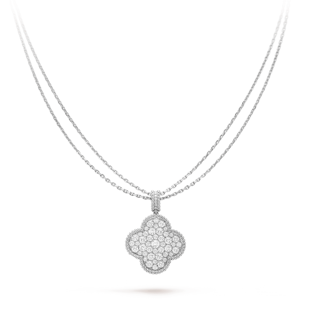 [Imperial] CLOVER 25MM SILVER FULL DIAMOND BIG CLOVER NECKLACE