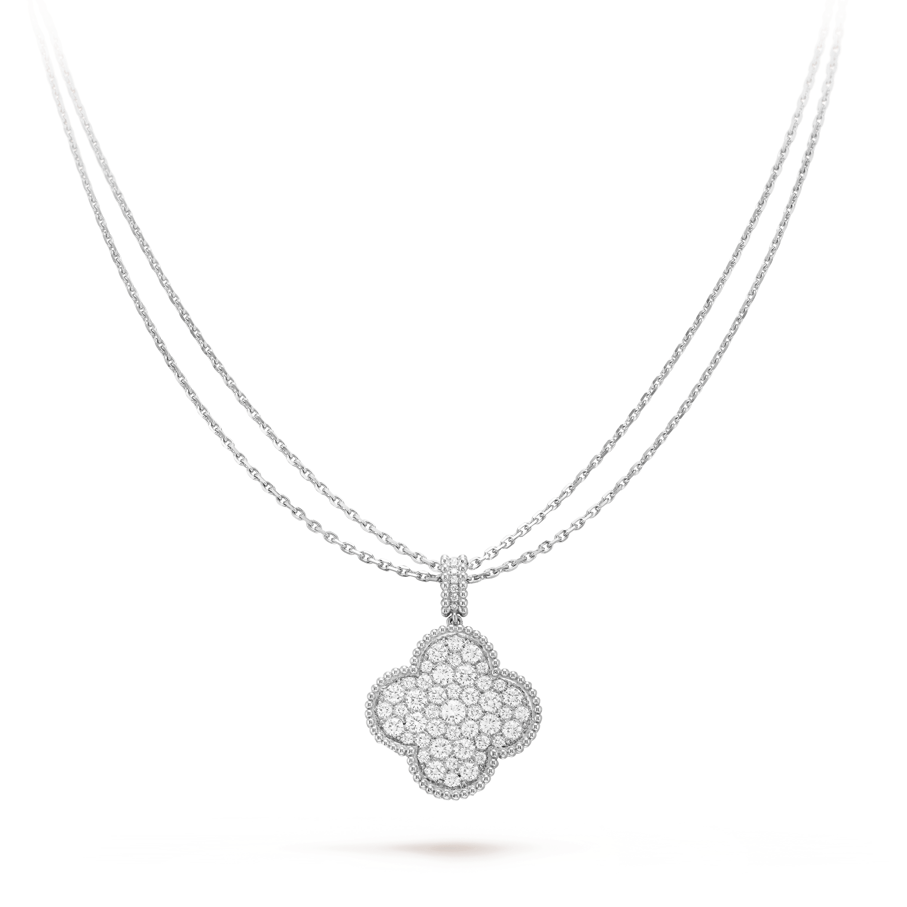 [Imperial] CLOVER 25MM SILVER FULL DIAMOND BIG CLOVER NECKLACE