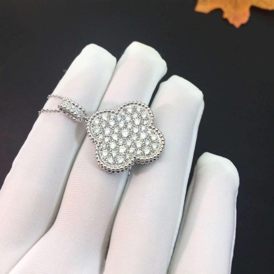 [Imperial] CLOVER 25MM SILVER FULL DIAMOND BIG CLOVER NECKLACE