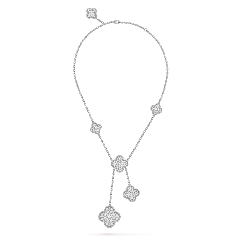 [Imperial] CLOVER 5 MOTIFS SILVER DIAMONDS NECKLACE