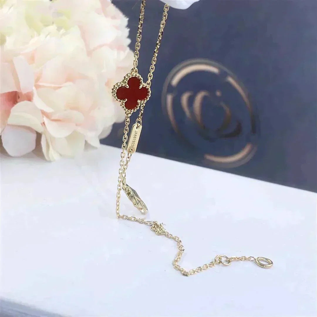 [Imperial] CLOVER  CARNELIAN SINGLE FLOWER BRACELET