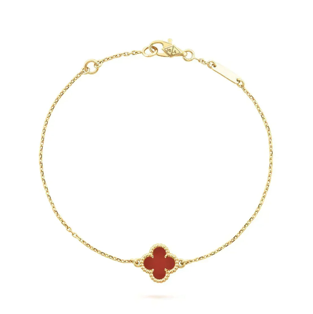 [Imperial] CLOVER  CARNELIAN SINGLE FLOWER BRACELET