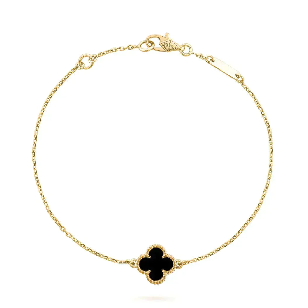 [Imperial] CLOVER ONYX SINGLE FLOWER BRACELET