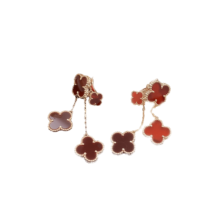 [Imperial] CLOVER EARRINGS CARNELIAN 4 MOTIFS PINK GOLD