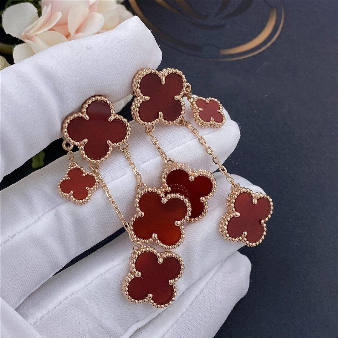 [Imperial] CLOVER EARRINGS CARNELIAN 4 MOTIFS PINK GOLD