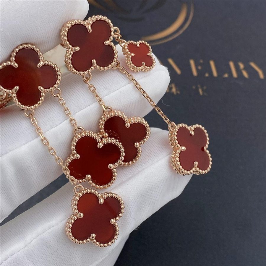 [Imperial] CLOVER EARRINGS CARNELIAN 4 MOTIFS PINK GOLD
