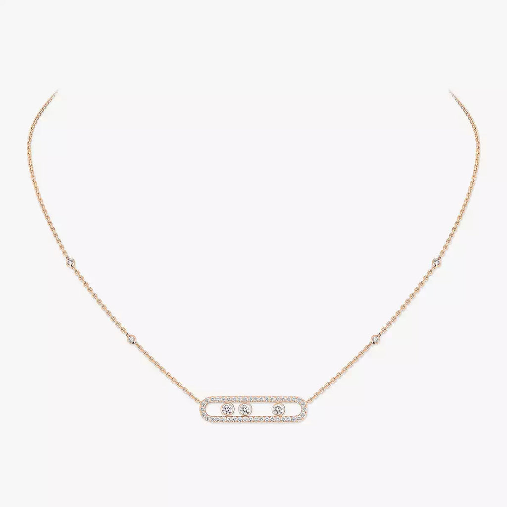 [Imperial]  Move Pave_ Rose Gold Diamond Necklace