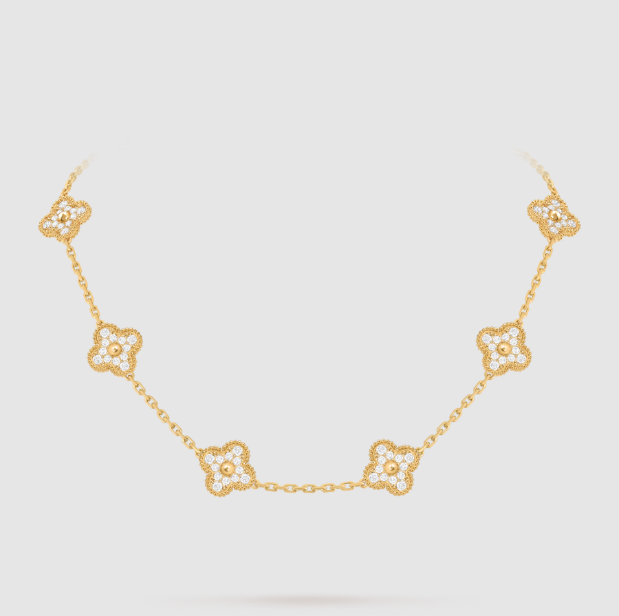 [Imperial]CLOVER 10 MOTIFS FULL DIAMOND NECKLACE