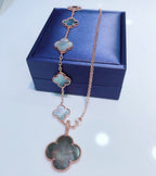 [Imperial] COMBINED BRACELET 5 MOTIFS AND NECKLACE DARK MOP ROSE GOLD