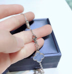 [Imperial] CLOVER 10 MOTIFS CHALCEDONY DIAMONDS SILVER NECKLACE