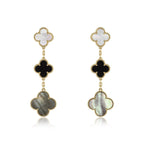 [Imperial] CLOVER EARRINGS GOLD ONYX MOP 3 MOTIF