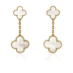 [Imperial] CLOVER 2 MOTIF WHITE MOP EARRINGS