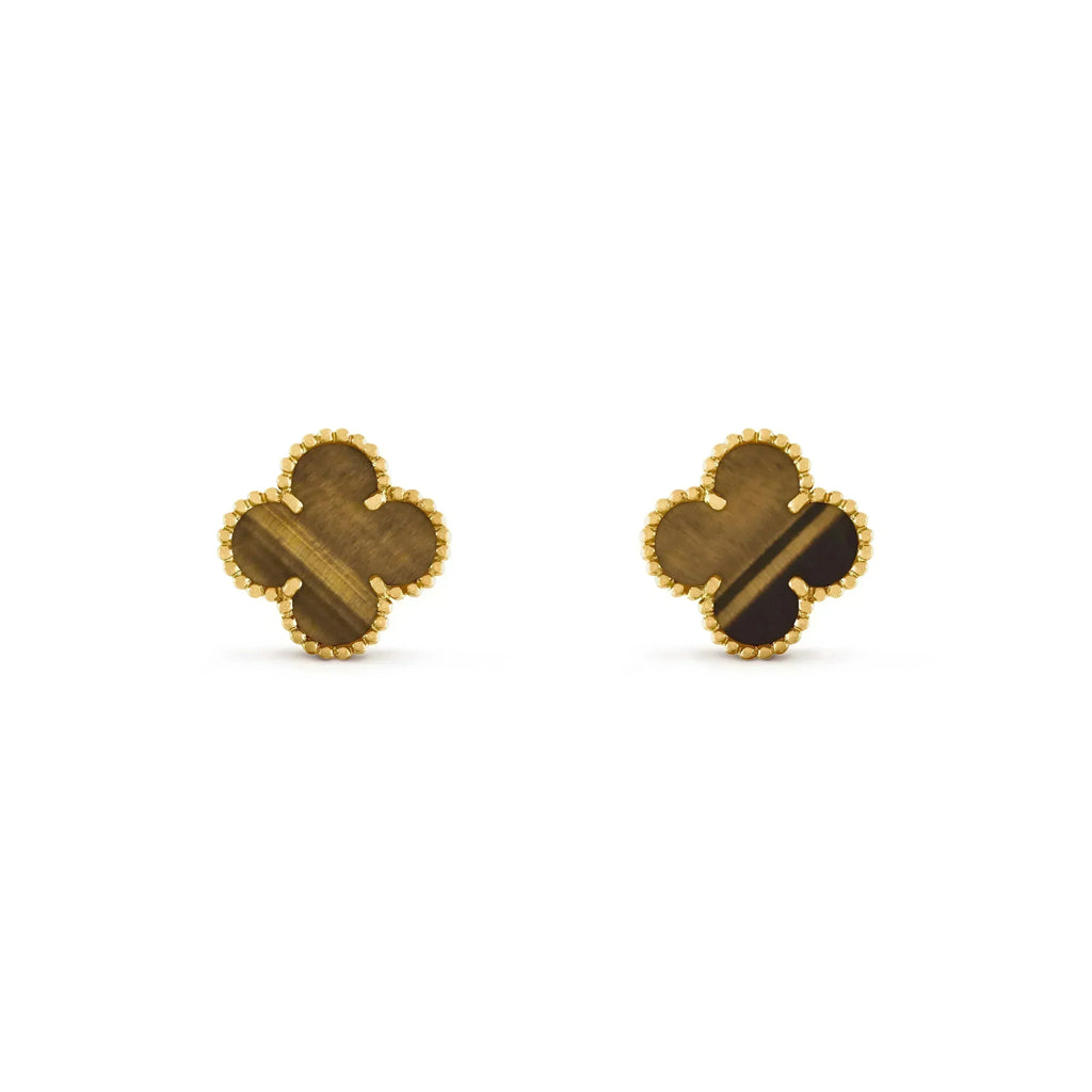 [Imperial] CLOVER MEDIUM 1 MOTIFS TIGER EYE EARRINGS